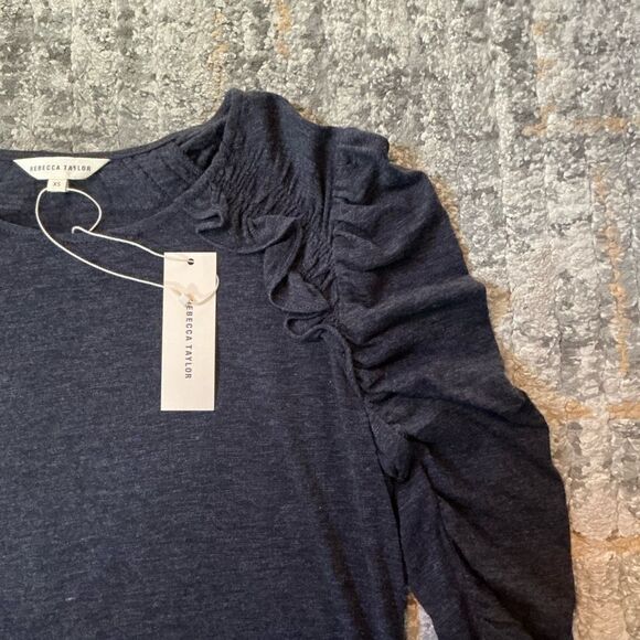 REBECCA TAYLOR RUFFLE SHOULDER TOP! NWT! XS - Picture 3 of 9